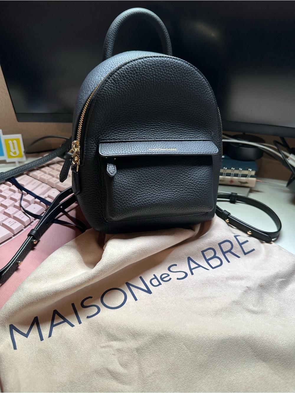 Madison de Sabré - Black Pebbled Leather Mini Backpack